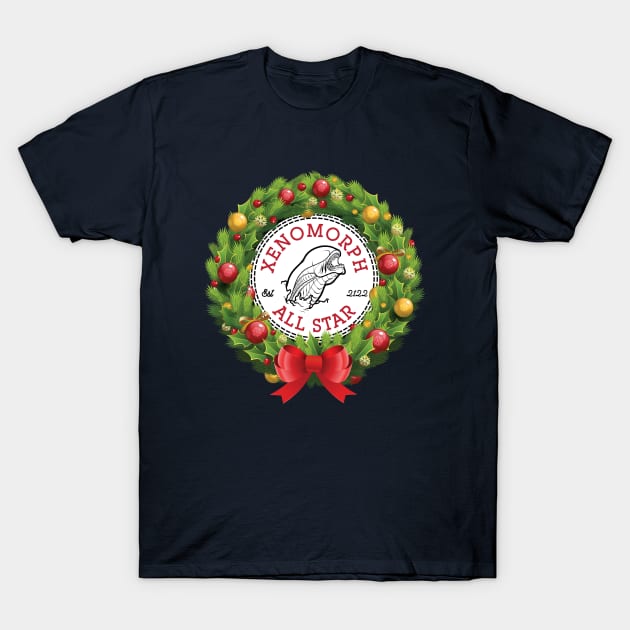 Christmas All Star Xenomorph Alien Wreath T-Shirt by Rebus28